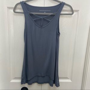 Aeropostale Light Blue Criss Cross Tank Top